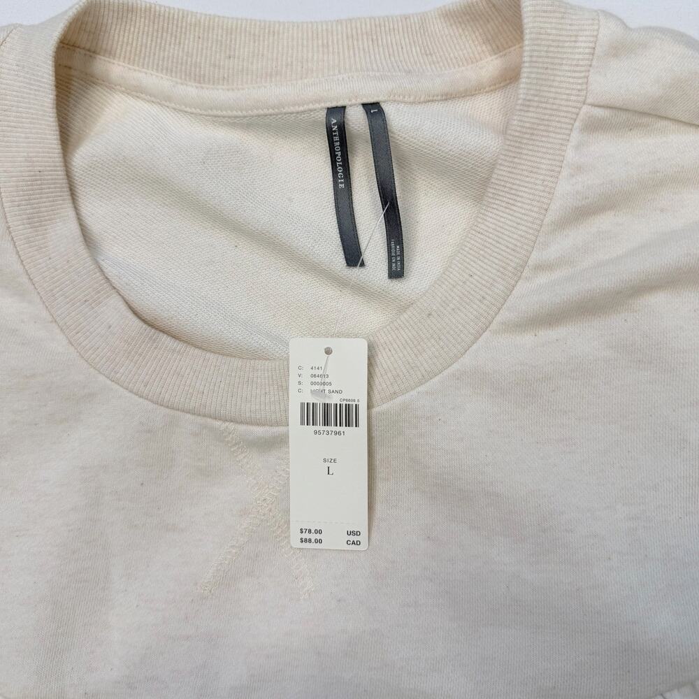 Anthropologie Ruffle Sweatshirt Large NWT High Low Oversized Comfy Coastal - Picture 6 of 11
